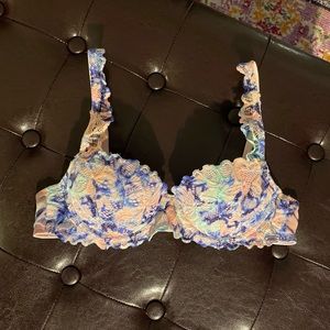 VS PINK Pink/Blue Lace Push-up Bra